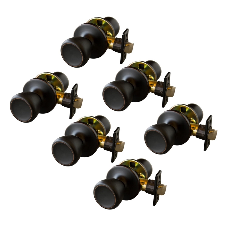 Design House Terrace 6-Pack 6-Way Brass Passage Knob w/ Universal Latch - Bronze