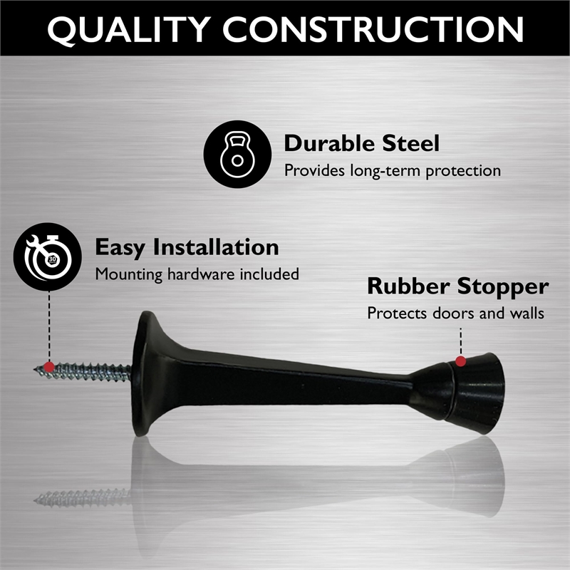 Design House 10-Pack Stainless Steel Solid Rigid Cast Door Stop in Matte Black