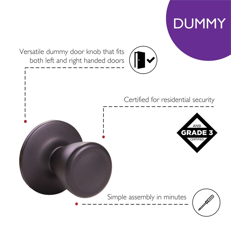 Design House Tulip Traditional Brass Dummy Door Knob in Matte Black