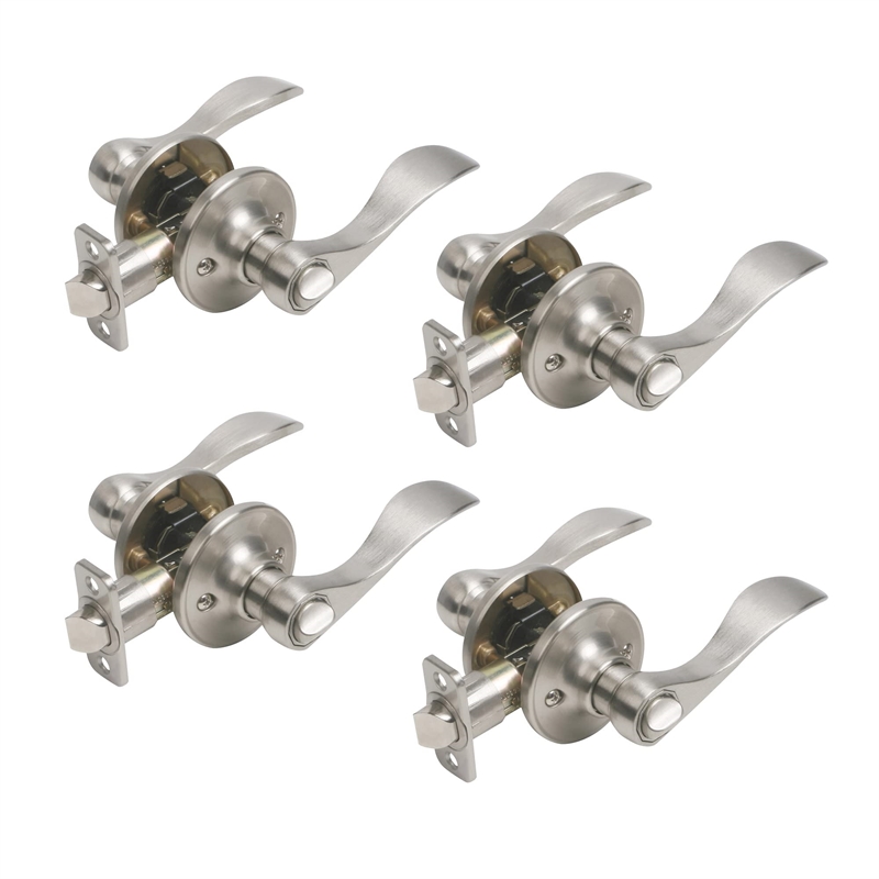 Design House Springdale Brass Privacy Door Lever in Satin Nickel (Set of 4)