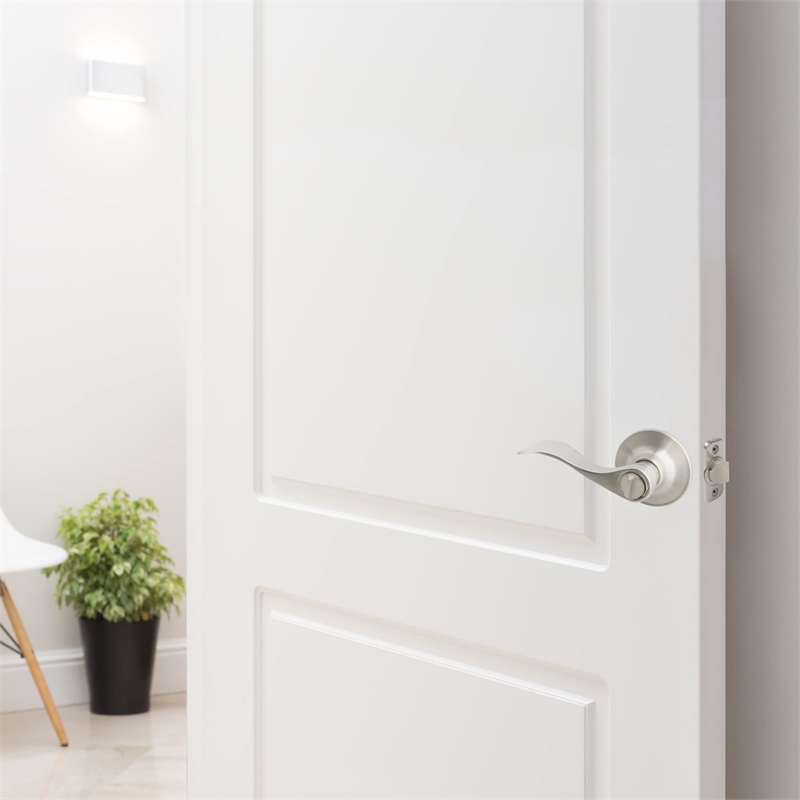 Design House Springdale Brass Privacy Door Lever in Satin Nickel (Set of 4)