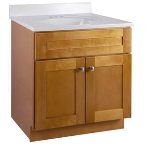 Design House Brookings 31&quot Marble Bathroom Vanity w/ Oval Bowl Top in Birch