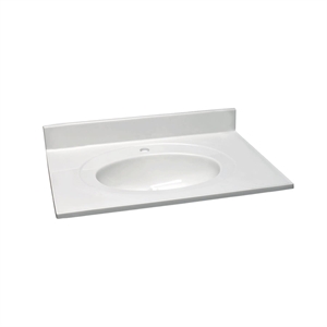 Design House 31x22&quot Cultured Marble Single Bowl Vanity Top in Solid White