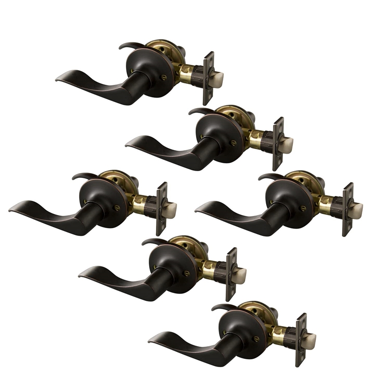 Design House Stratford 6-Pack 6-Way Metal Latch Door Lever in Bronze