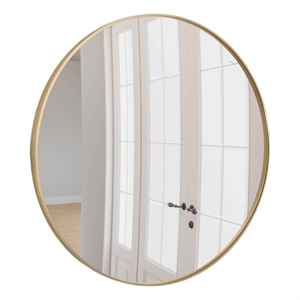 Design House Kenna 36&quot Round Glass Wall Mirror with Frame in Gold