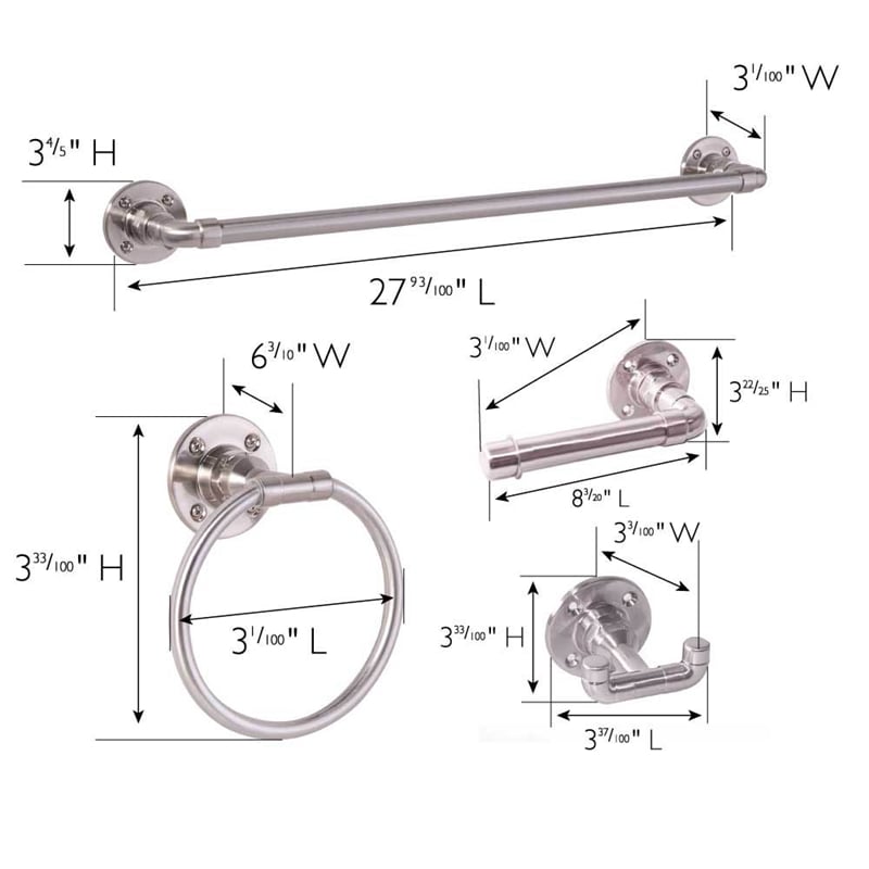 Design House Kimball 4-Piece Metal Bathroom Hardware Kit in Satin Nickel