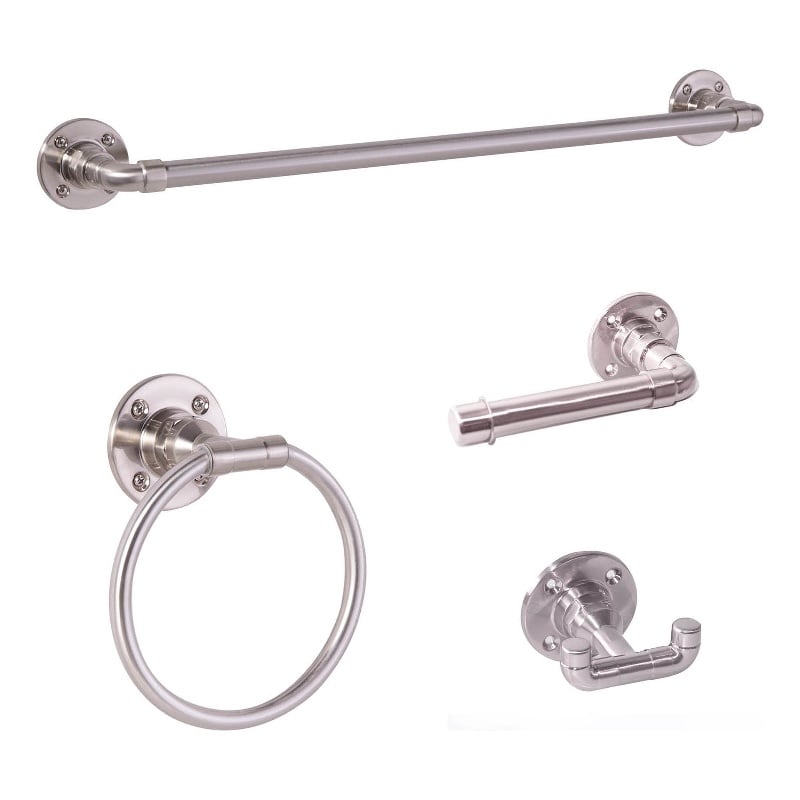 Design House Kimball 4-Piece Metal Bathroom Hardware Kit in Satin Nickel