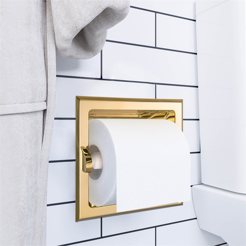 Design House Millbridge Metal Recessed Toilet Paper Holder in Polished Brass