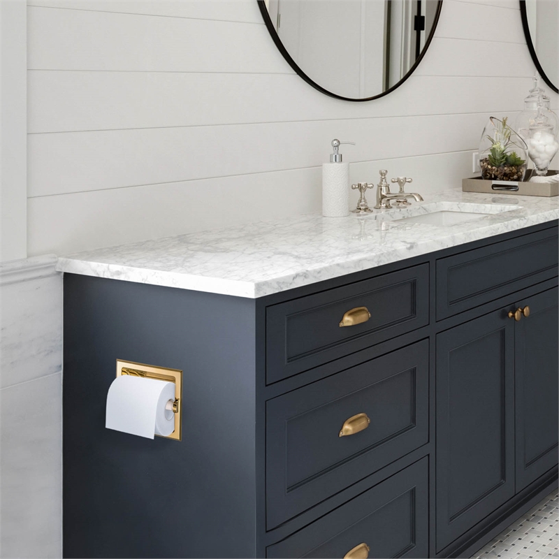 Design House Millbridge Metal Recessed Toilet Paper Holder in Polished Brass