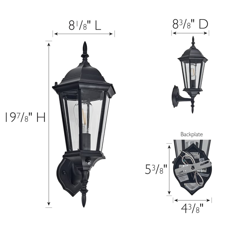 Design House Oak Creek Dusk to Dawn Uplight Metal Outdoor Wall Lighting in Black
