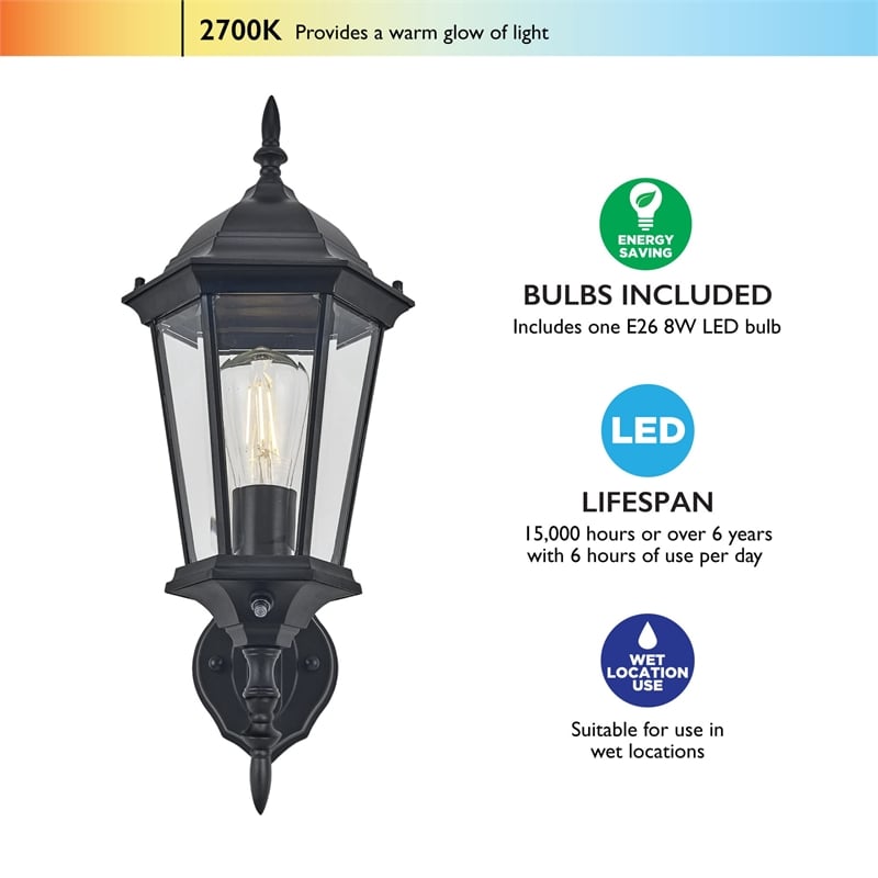 Design House Oak Creek Dusk to Dawn Uplight Metal Outdoor Wall Lighting in Black