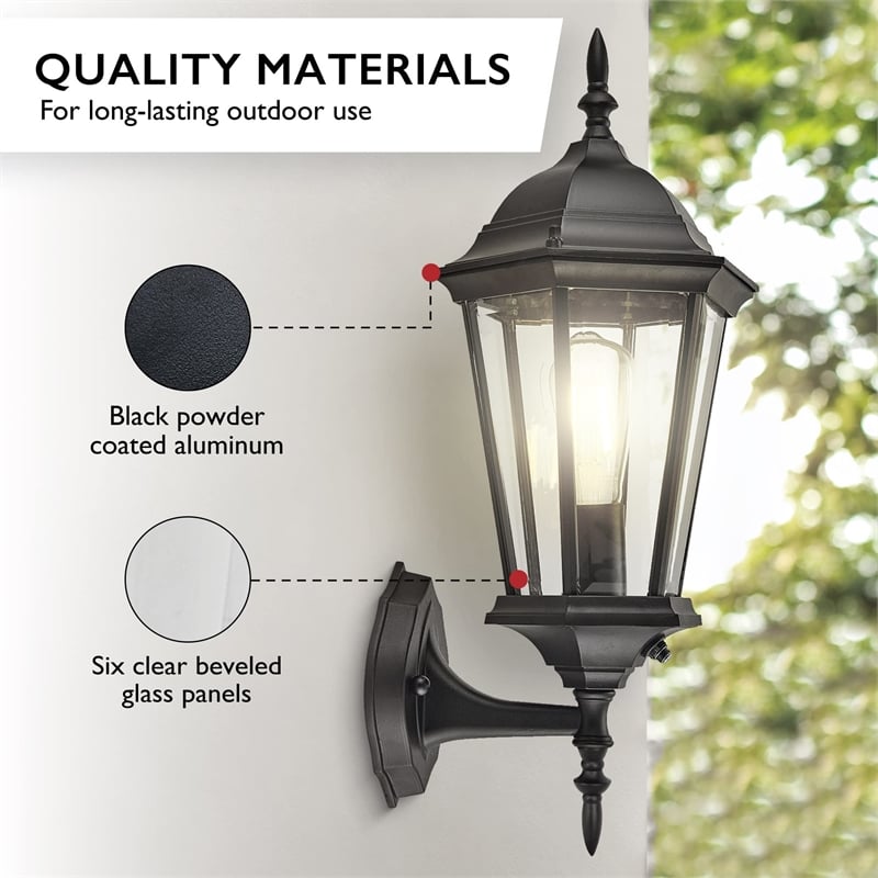 Design House Oak Creek Dusk to Dawn Uplight Metal Outdoor Wall Lighting in Black