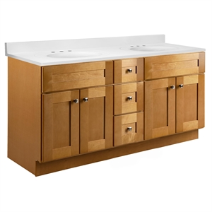 Brookings Vanity-Modern Birch w/ Cultured Marble Top Fully Assembled 61&quot