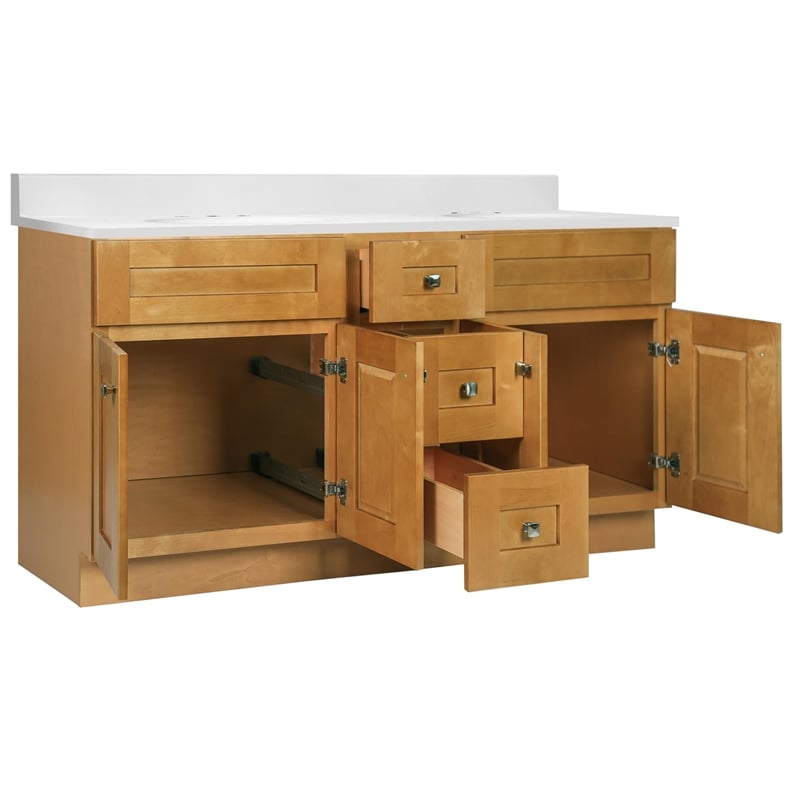 Brookings Vanity-Modern Birch w/ Cultured Marble Top Fully Assembled 61