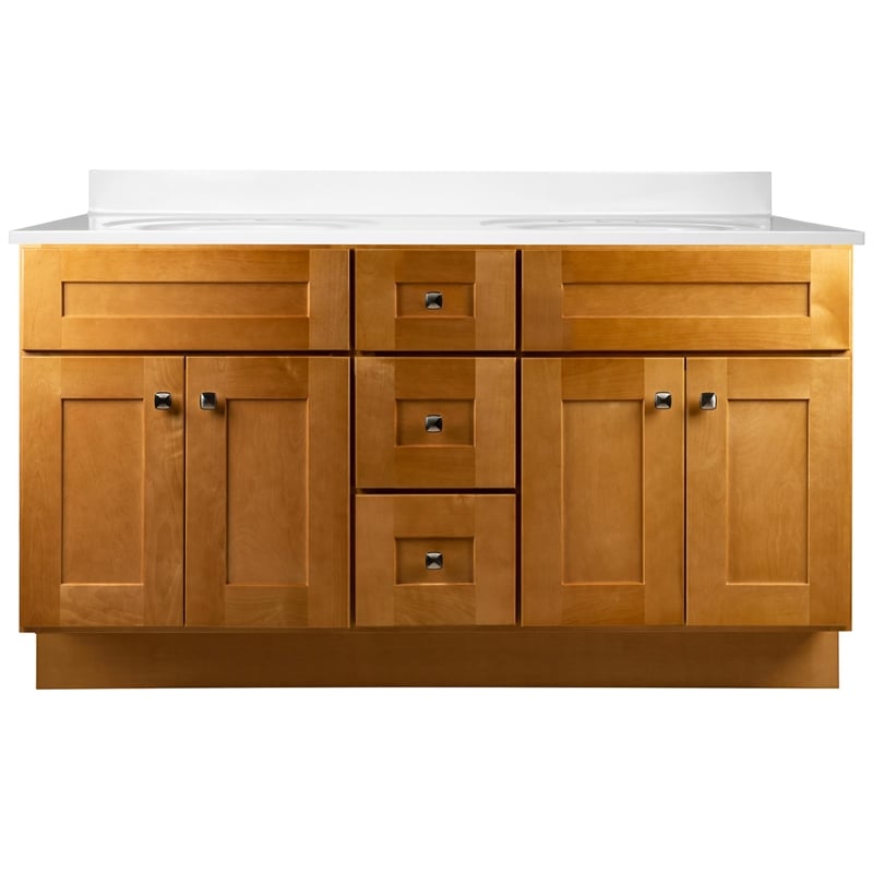 Brookings Vanity-Modern Birch w/ Cultured Marble Top Fully Assembled 61