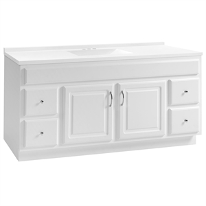 Concord Vanity-White w/Cultured Marble Top Fully Assembled 61&quot