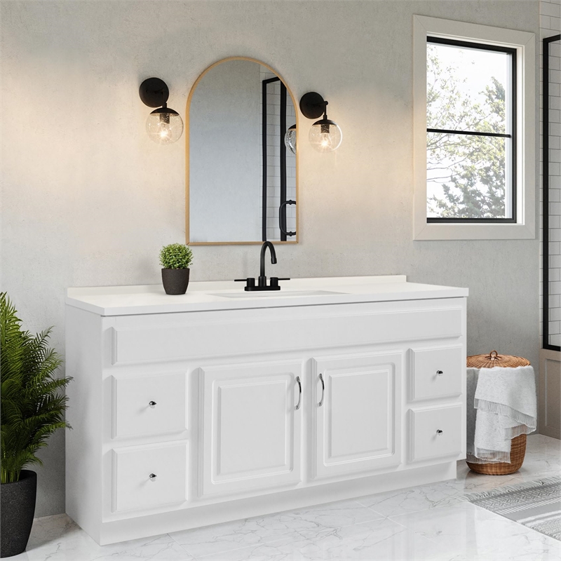 Concord Vanity-White w/Cultured Marble Top Fully Assembled 61
