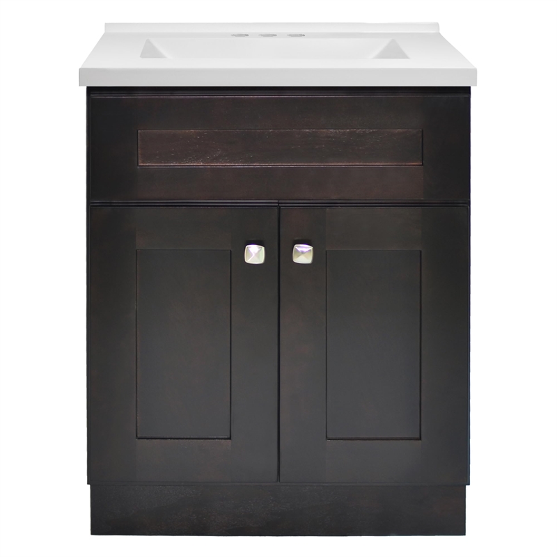 Brookings Vanity in Espresso w/ White Marble Top Fully Assembled 25