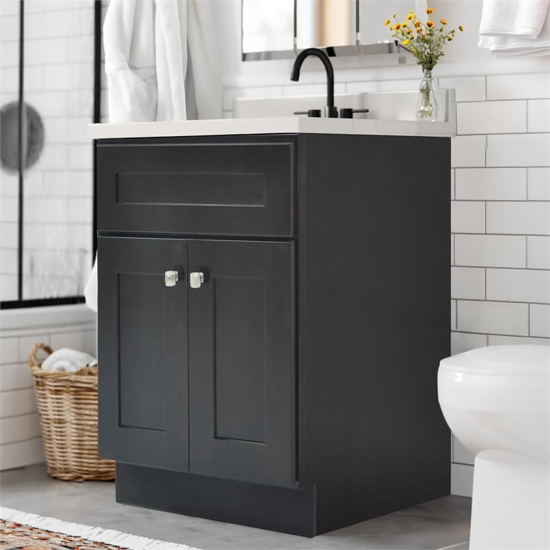Brookings Vanity in Espresso w/ White Marble Top Fully Assembled 25