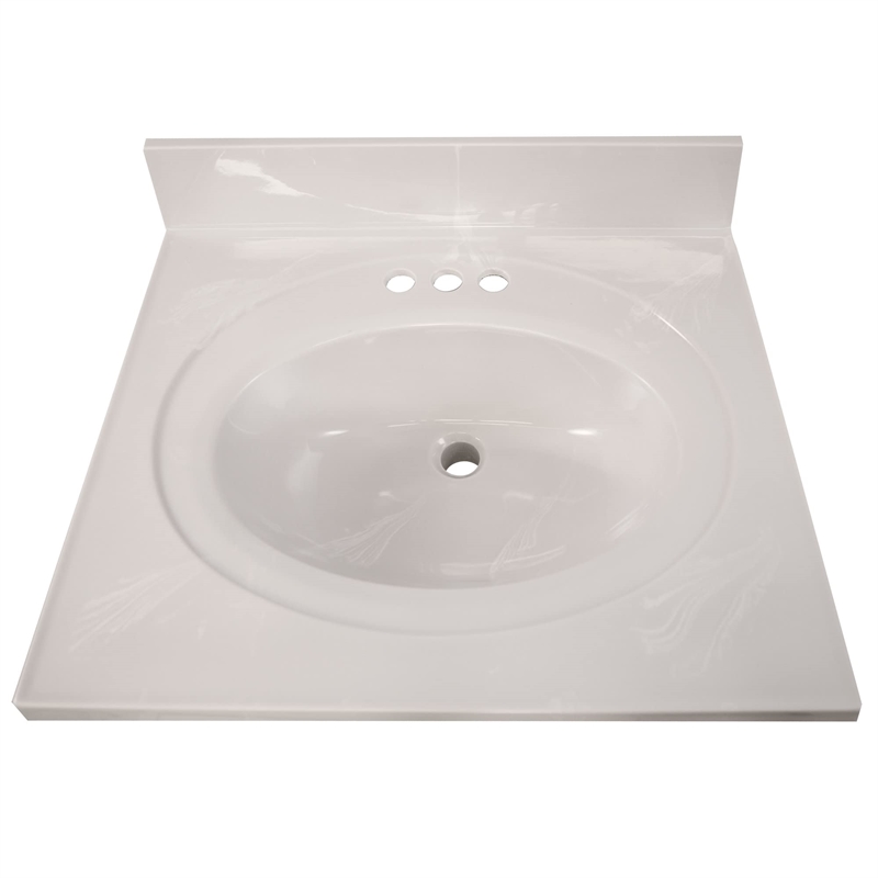 Brookings Vanity in Birch w/ White Marble Top Fully Assembled 25