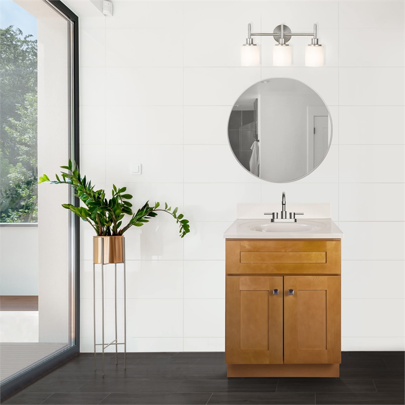 Brookings Vanity in Birch w/ White Marble Top Fully Assembled 25
