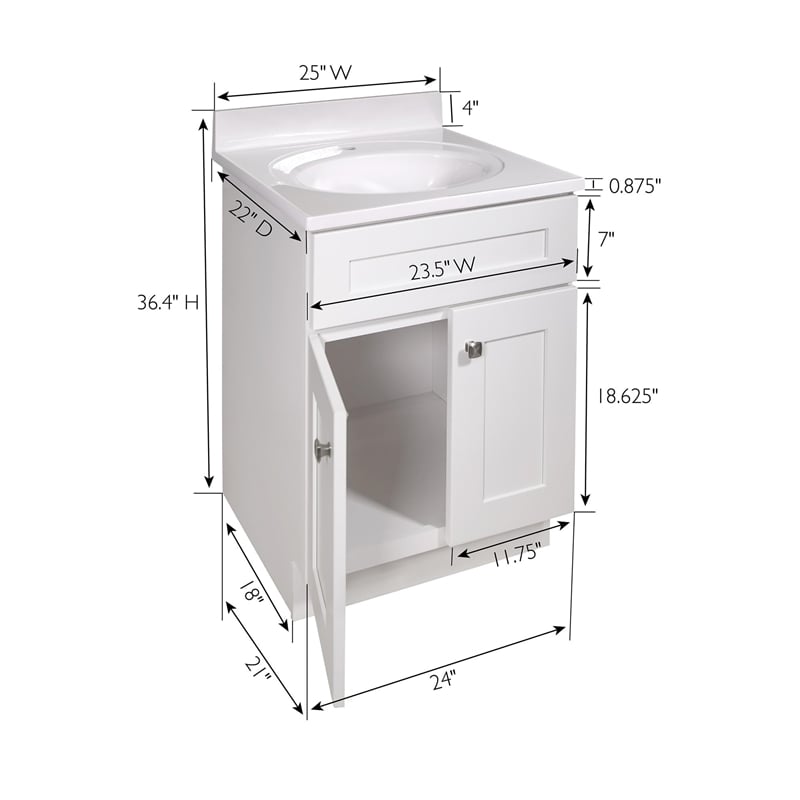 Brookings 25' Bathroom Vanity w/Marble Top Assembled Sherwin Williams in White