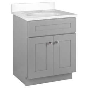 Brookings 25&quot Bathroom Vanity w/ Marble Top Assembled Sherwin Williams Gray