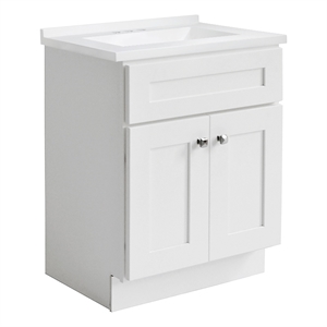Brookings 25&quot Bathroom Vanity w/ Marble Top Assembled Sherwin Williams-White