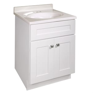 Brookings 25&quot Bathroom Vanity with Marble Top Assembled Sherwin Williams-White