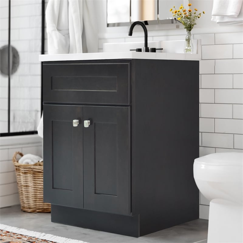 Brookings Vanity in Espresso w/ White Marble Top Fully Assembled 25