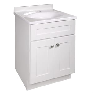 Brookings 25&quot Bathroom Vanity with Marble Top Assembled Sherwin Williams-White