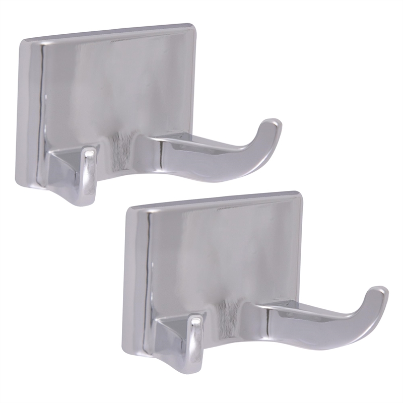 Design House Millbridge Classic Metal Double Robe Hook 2-Pack in Polished Chrome