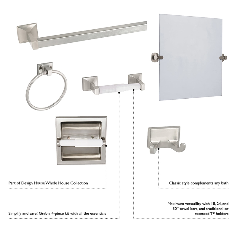 Design House Millbridge Classic Metal Double Robe Hook 2-Pack in Polished Chrome