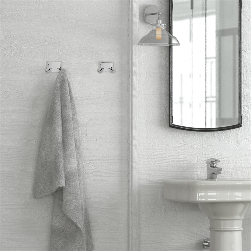 Design House Millbridge Classic Metal Double Robe Hook 2-Pack in Polished Chrome