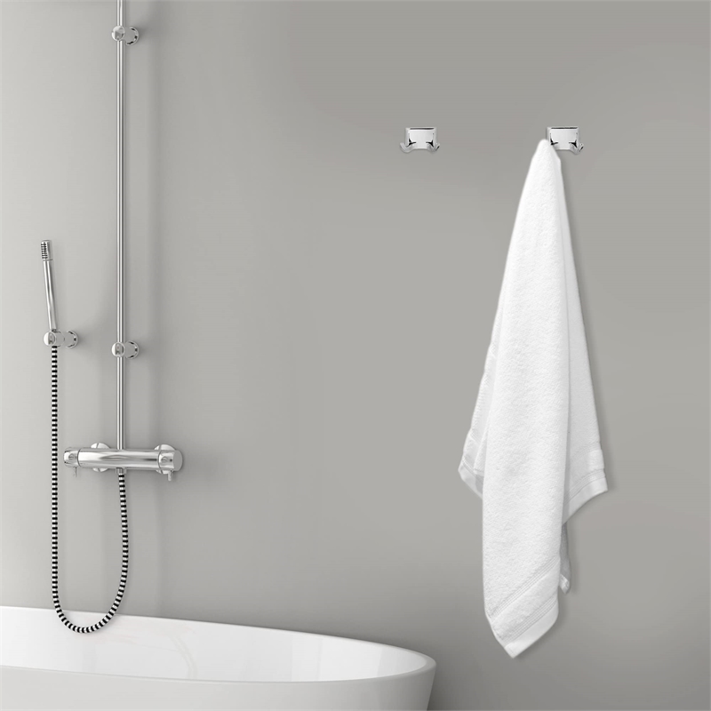 Design House Millbridge Classic Metal Double Robe Hook 2-Pack in Polished Chrome