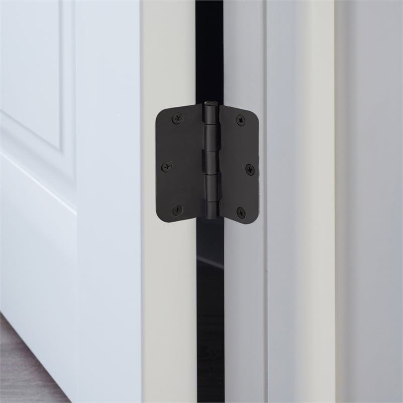 Stainless Steel Door Hinge-Matte Black 3.5-in. 5/8-in. Radius 9-Pack
