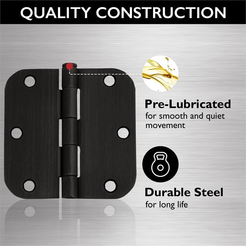 Stainless Steel  Door Hinge-Oil Rubbed Bronze 3.5-in. 5/8-in. Radius 9-Pack