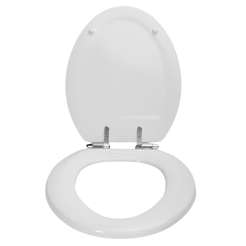 Design House Dalton Elongated Oval Wood Toilet Seat in White for Bathroom