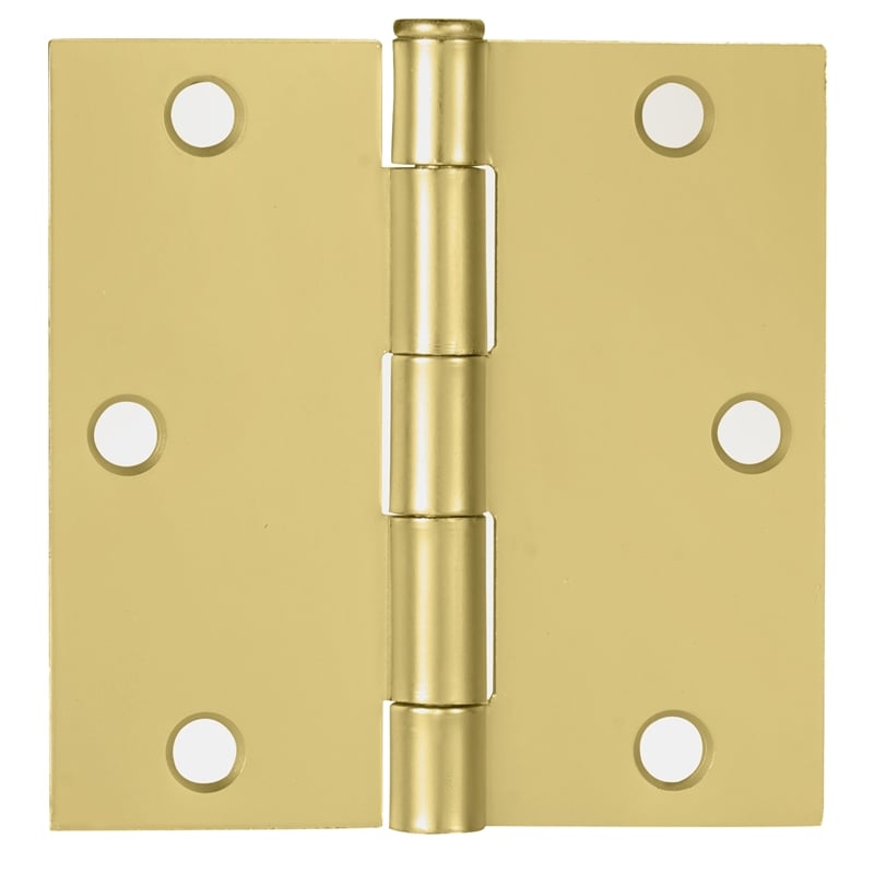 Design House Stainless Steel Door Hinge in Satin Brass 3.5-in. Square Corner
