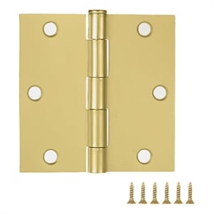 Design House Stainless Steel Door Hinge in Satin Brass 3.5-in. Square Corner