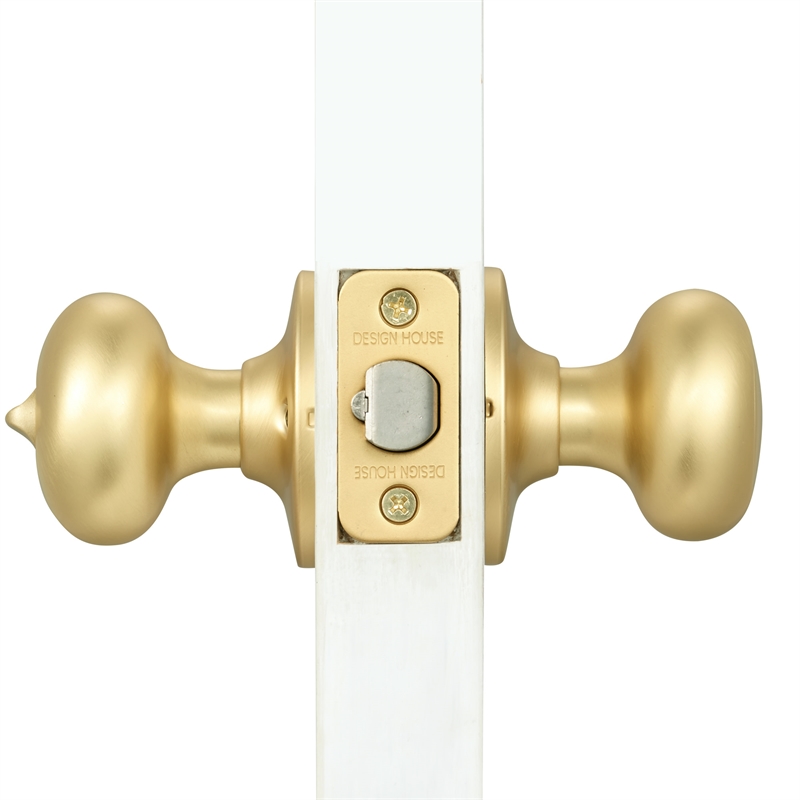 Design House Cambridge Keyed Entry Brass Door Knob in Satin Gold