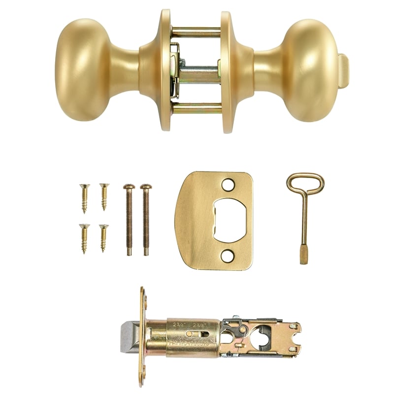 Design House Cambridge Brass Privacy Door Knob in Satin Gold