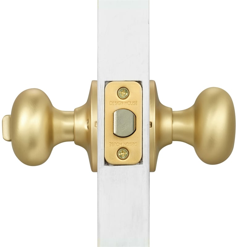 Design House Cambridge Brass Privacy Door Knob in Satin Gold