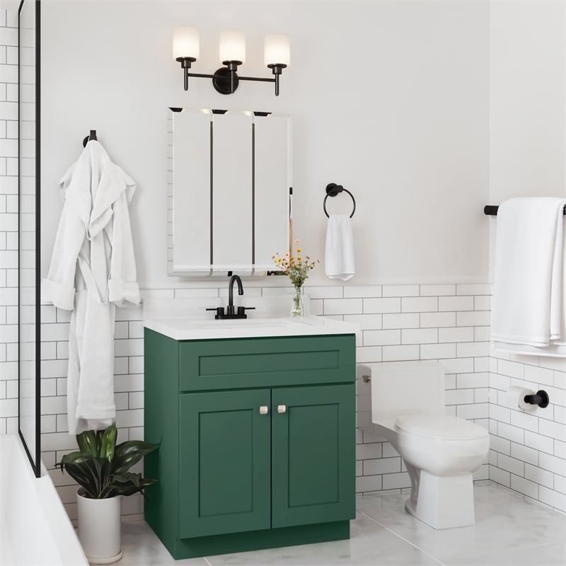 Brookings Wood Vanity Without Top in Hunter Green-Unassembled 30 in.