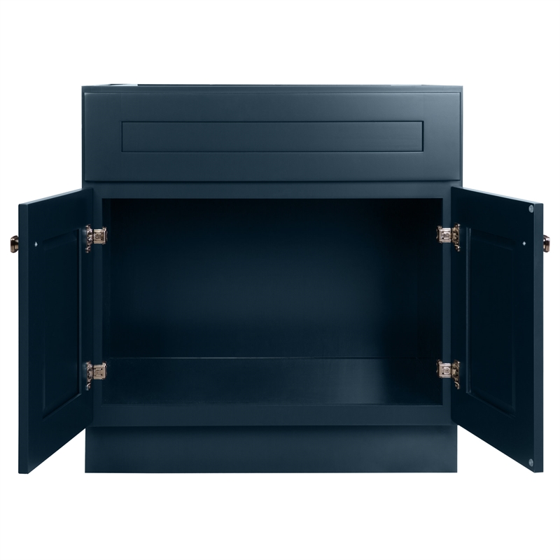 Brookings Wood Vanity Without Top in Dark Navy Unassembled 30 in.