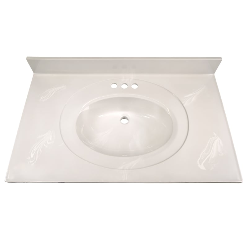 Brookings Vanity Sherwin Williams White with Cultured Marble Top Fully Assembled