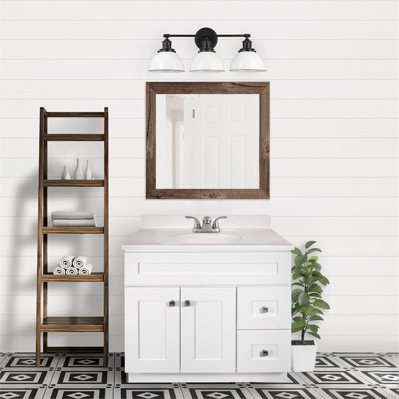 Brookings Vanity Sherwin Williams White with Cultured Marble Top Fully Assembled