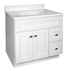 Brookings 37&quot Wood Bathroom Vanity w/ White Top Assembled Sherwin Williams-White