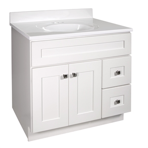 Brookings 37&quot Wood Bathroom Vanity w/ White Top Assembled Sherwin Williams-White