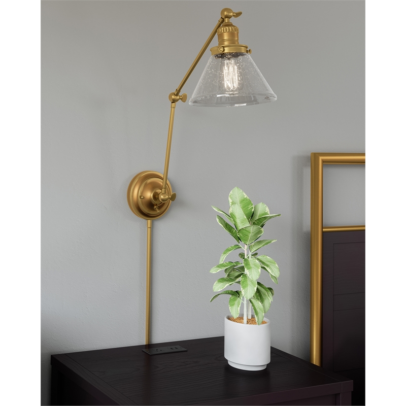 Design House Augustin Swing Arm Wall Mount 1-Light Metal Sconce Satin Gold